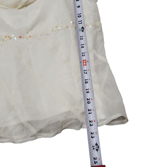 Y2k Fairycore Top Silk Emma James Cowl Neck Sequin Sheer Top w/ Tank - Size 14 - Picture 8 of 8